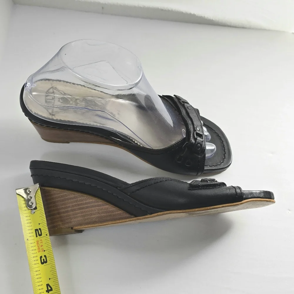 Fly London Gril  Black Wedge slip-on mules Dress Shoes size 39